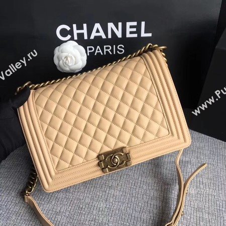 Boy Chanel Flap Bags Original Sheepskin Leather A67088 Apricot