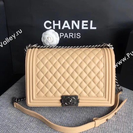 Boy Chanel Flap Bags Original Sheepskin Leather A67088 Apricot