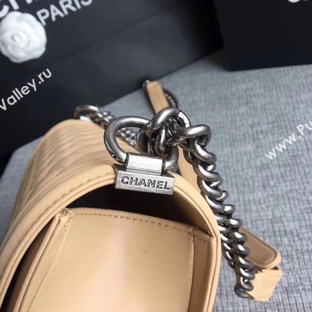 Boy Chanel Flap Bags Original Sheepskin Leather A67088 Apricot