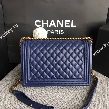 Boy Chanel Flap Bags Original Sheepskin Leather A67088 Blue