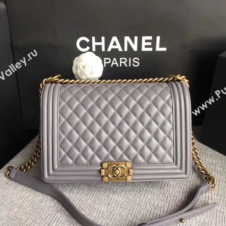 Boy Chanel Flap Bags Original Sheepskin Leather A67088 Grey