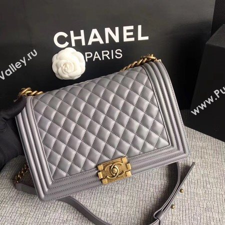 Boy Chanel Flap Bags Original Sheepskin Leather A67088 Grey