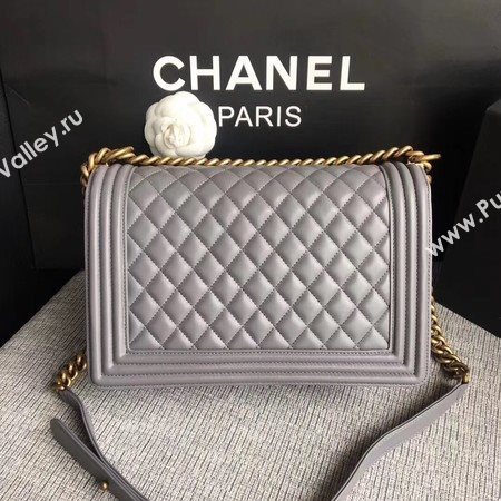 Boy Chanel Flap Bags Original Sheepskin Leather A67088 Grey