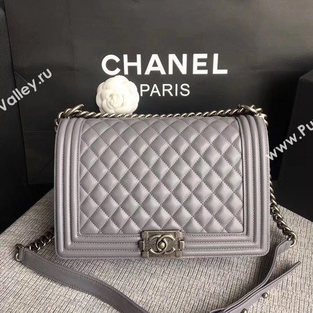 Boy Chanel Flap Bags Original Sheepskin Leather A67088 Grey