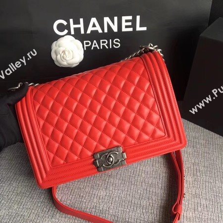 Boy Chanel Flap Bags Original Sheepskin Leather A67088 Red