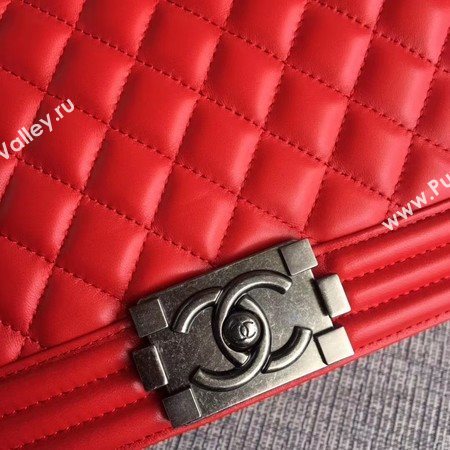 Boy Chanel Flap Bags Original Sheepskin Leather A67088 Red