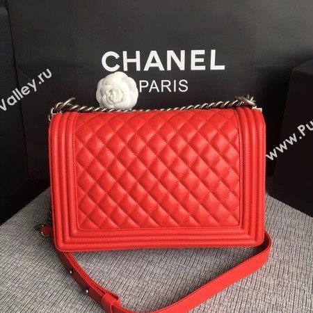 Boy Chanel Flap Bags Original Sheepskin Leather A67088 Red