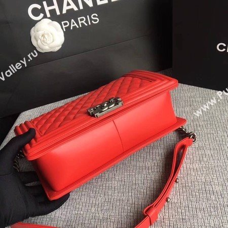 Boy Chanel Flap Bags Original Sheepskin Leather A67088 Red