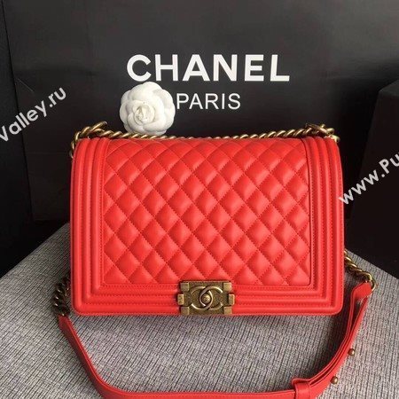 Boy Chanel Flap Bags Original Sheepskin Leather A67088 Red