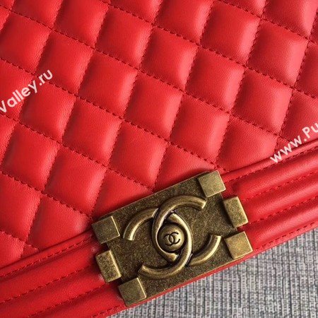 Boy Chanel Flap Bags Original Sheepskin Leather A67088 Red