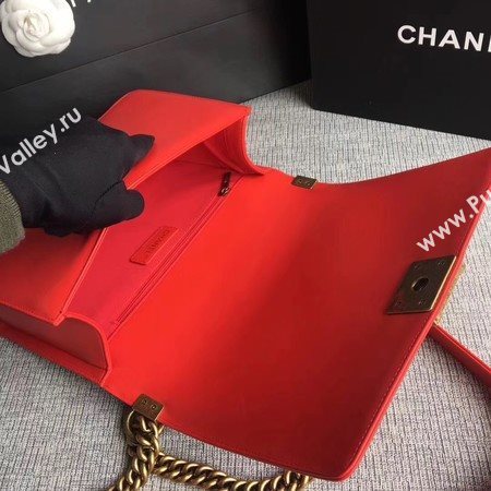 Boy Chanel Flap Bags Original Sheepskin Leather A67088 Red