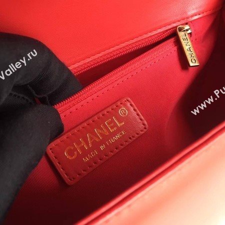 Boy Chanel Flap Bags Original Sheepskin Leather A67088 Red