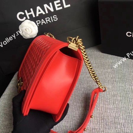 Boy Chanel Flap Bags Original Sheepskin Leather A67088 Red