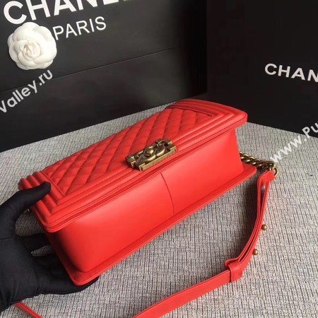 Boy Chanel Flap Bags Original Sheepskin Leather A67088 Red