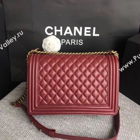 Boy Chanel Flap Bags Original Sheepskin Leather A67088 Wine