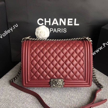 Boy Chanel Flap Bags Original Sheepskin Leather A67088 Wine