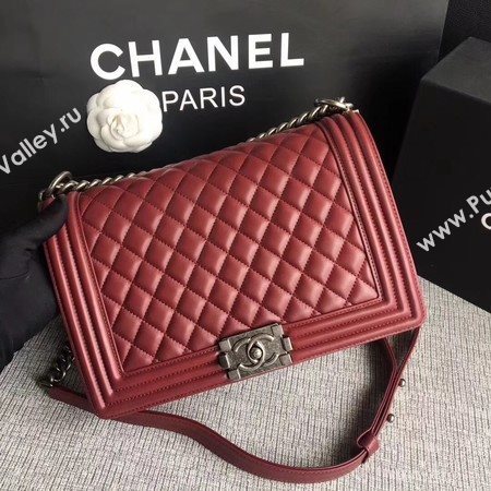 Boy Chanel Flap Bags Original Sheepskin Leather A67088 Wine