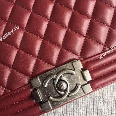 Boy Chanel Flap Bags Original Sheepskin Leather A67088 Wine