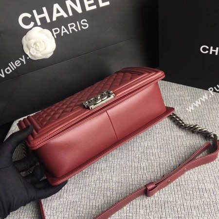 Boy Chanel Flap Bags Original Sheepskin Leather A67088 Wine