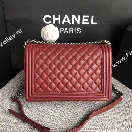 Boy Chanel Flap Bags Original Sheepskin Leather A67088 Wine