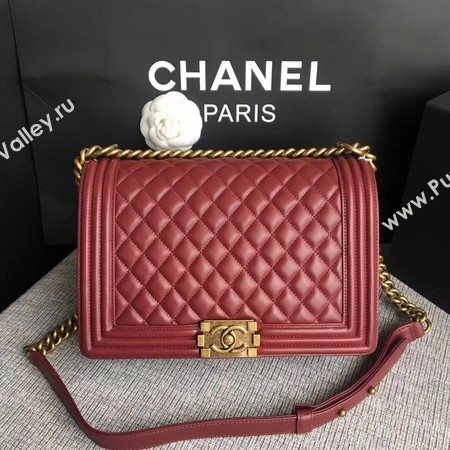 Boy Chanel Flap Bags Original Sheepskin Leather A67088 Wine