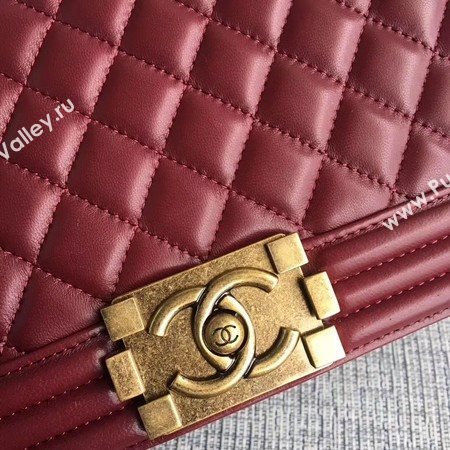 Boy Chanel Flap Bags Original Sheepskin Leather A67088 Wine