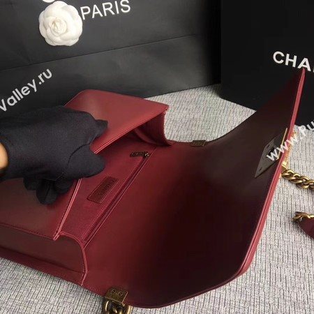 Boy Chanel Flap Bags Original Sheepskin Leather A67088 Wine