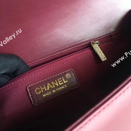 Boy Chanel Flap Bags Original Sheepskin Leather A67088 Wine