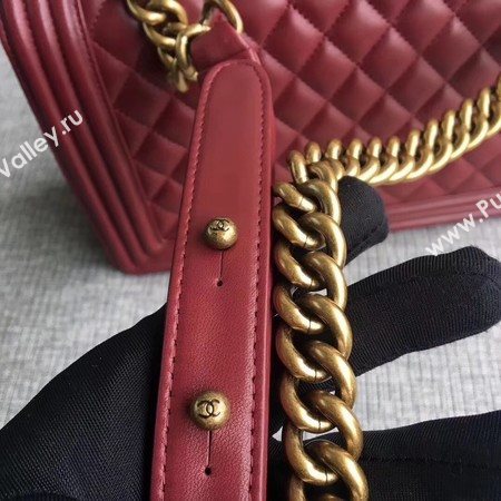 Boy Chanel Flap Bags Original Sheepskin Leather A67088 Wine