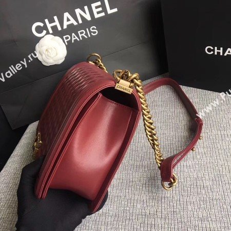 Boy Chanel Flap Bags Original Sheepskin Leather A67088 Wine