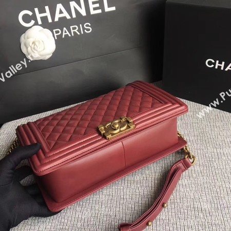 Boy Chanel Flap Bags Original Sheepskin Leather A67088 Wine