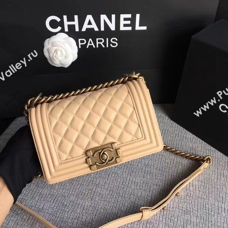 Boy Chanel Flap Shoulder Bag Sheepskin Leather A67085 Apricot