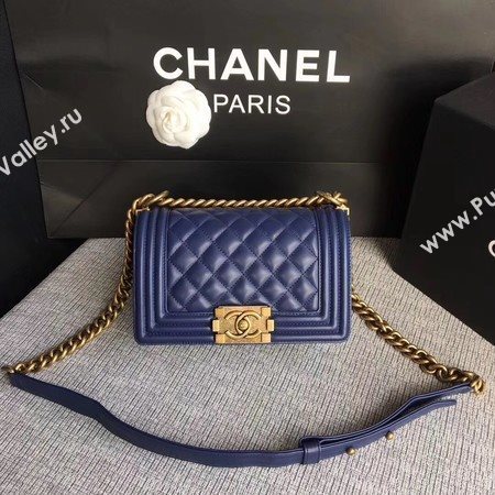 Boy Chanel Flap Shoulder Bag Sheepskin Leather A67085 Blue