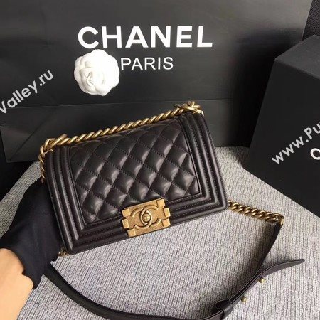 Boy Chanel Flap Shoulder Bag Sheepskin Leather A67085 Black