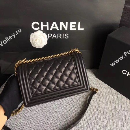 Boy Chanel Flap Shoulder Bag Sheepskin Leather A67085 Black