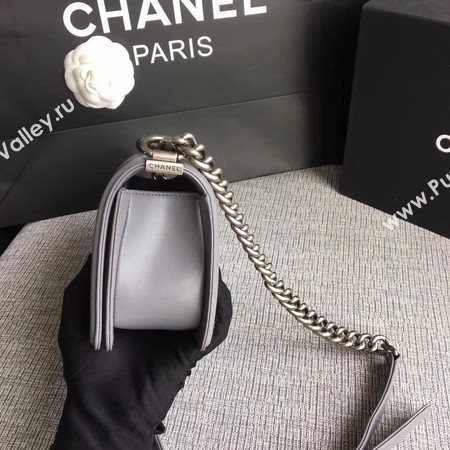 Boy Chanel Flap Shoulder Bag Sheepskin Leather A67085 Grey