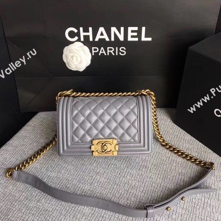 Boy Chanel Flap Shoulder Bag Sheepskin Leather A67085 Grey