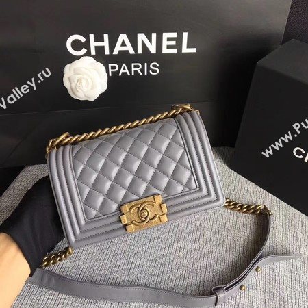 Boy Chanel Flap Shoulder Bag Sheepskin Leather A67085 Grey