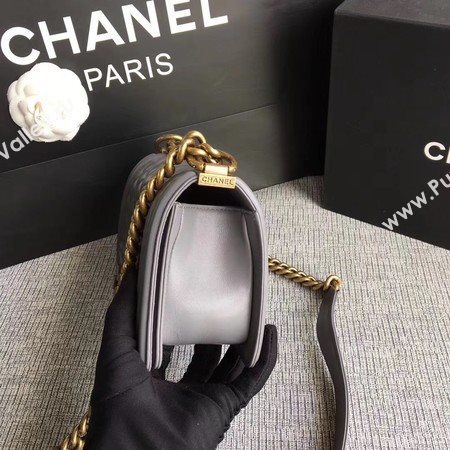 Boy Chanel Flap Shoulder Bag Sheepskin Leather A67085 Grey