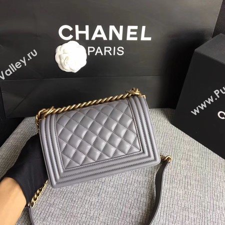 Boy Chanel Flap Shoulder Bag Sheepskin Leather A67085 Grey