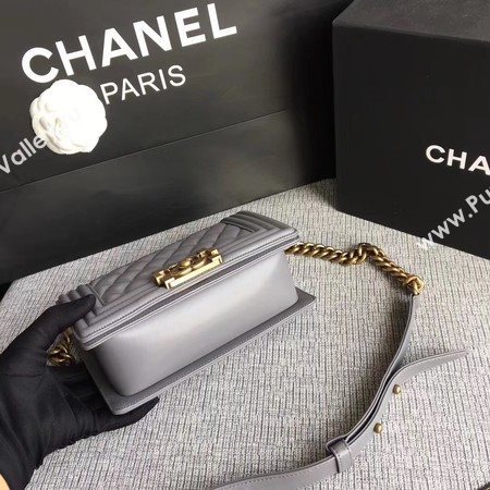 Boy Chanel Flap Shoulder Bag Sheepskin Leather A67085 Grey