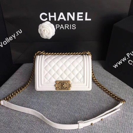 Boy Chanel Flap Shoulder Bag Sheepskin Leather A67085 White