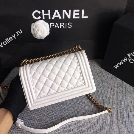 Boy Chanel Flap Shoulder Bag Sheepskin Leather A67085 White