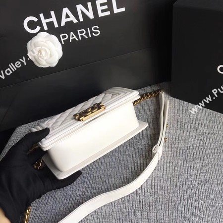 Boy Chanel Flap Shoulder Bag Sheepskin Leather A67085 White