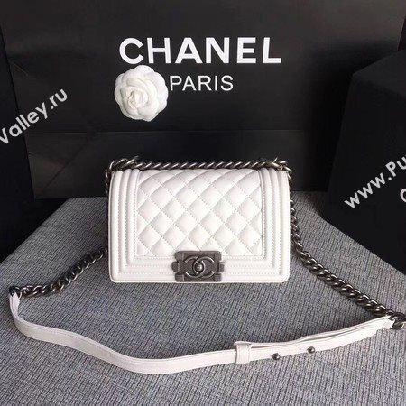 Boy Chanel Flap Shoulder Bag Sheepskin Leather A67085 White