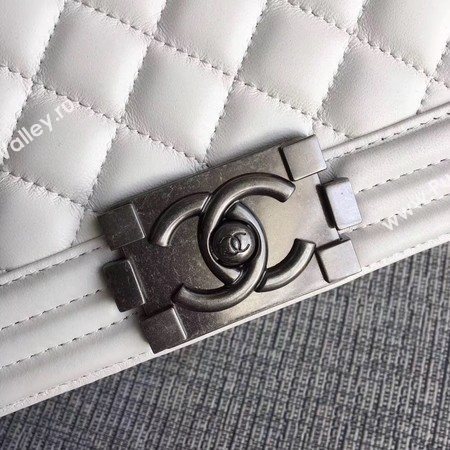 Boy Chanel Flap Shoulder Bag Sheepskin Leather A67085 White