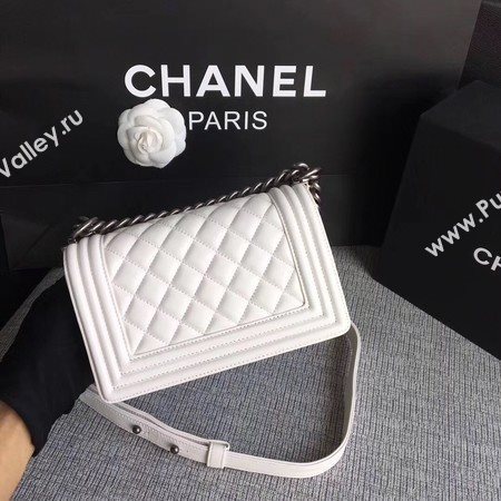 Boy Chanel Flap Shoulder Bag Sheepskin Leather A67085 White