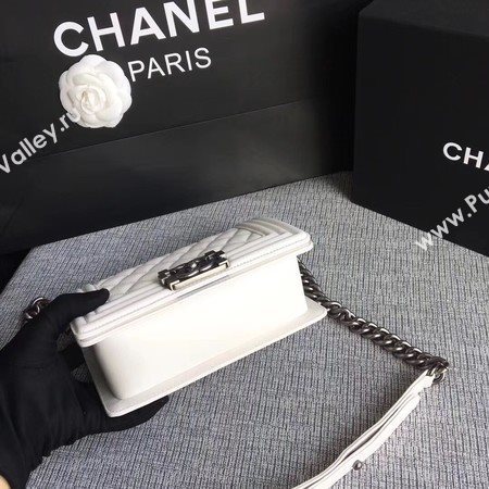 Boy Chanel Flap Shoulder Bag Sheepskin Leather A67085 White