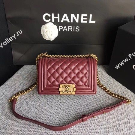 Boy Chanel Flap Shoulder Bag Sheepskin Leather A67085 Wine