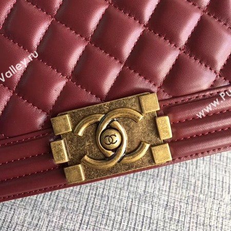 Boy Chanel Flap Shoulder Bag Sheepskin Leather A67085 Wine